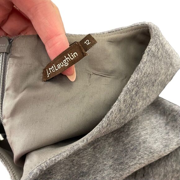 J.McLaughlin 12 Sheath Dress Sleeveless Gray Wool Cashmere Blend Career - Picture 3 of 11